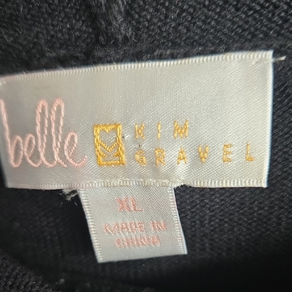 Belle by Kim Gravel Black Cowl Neck Sweater with Pom-Poms - Picture 2 of 11